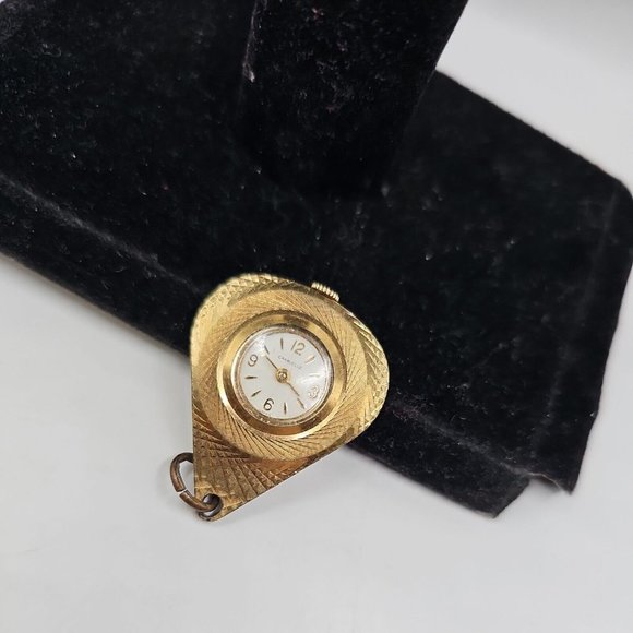 Vintage Watch  Pendant Caravelle Scratched Crystal 17 Jewels Gold Tone Hand Wind - Picture 1 of 3